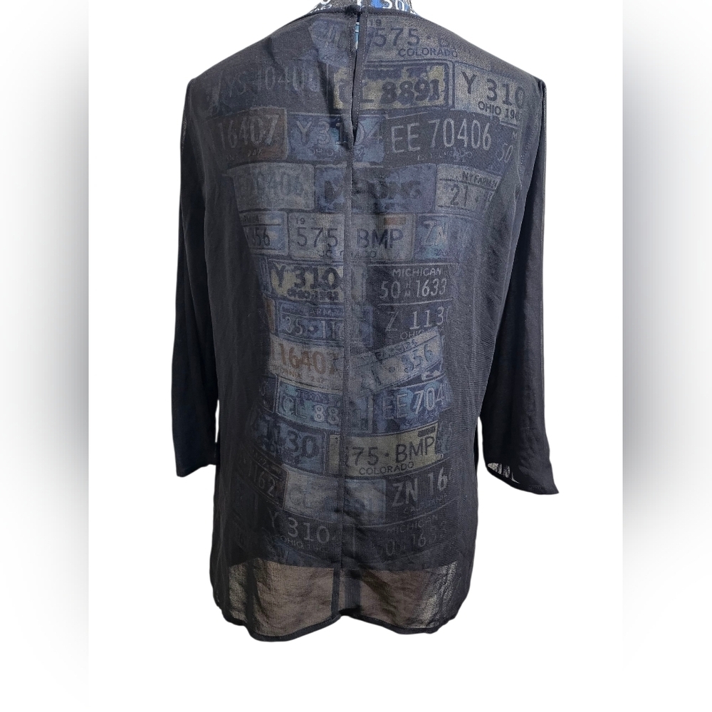 Armani Exchange 7/8 Sleeve See Thru Back V Neck Blouse Large - Picture 3 of 8
